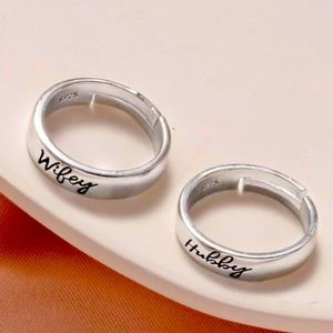2pcs Letter Graphic Couples Ring